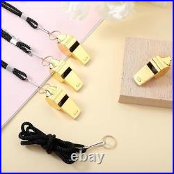 100pcs Stainless Steel Metal Sports Whistle Very Loud Whistle with Rope GOLD