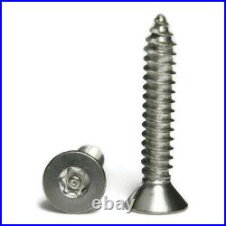 #10 Stainless Steel Torx Star With Pin Security Flat Head Sheet Metal Screws