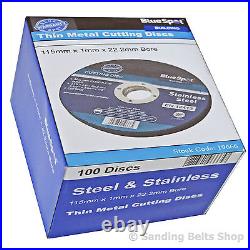 115mm 4.5 Thin Metal Cutting Disks 4 1/2 Steel & Stainless 22.2mm Bore