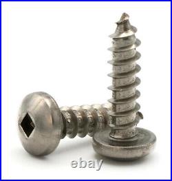 #12 Sheet Metal Screws 316 Stainless Steel Square Drive Pan Head Select Size