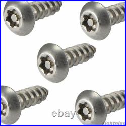 #14 x 1-1/2 Security Screws Torx Button Head Sheet Metal Stainless Steel Qty250