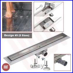 1500mm Linear Shower Drain Stainless Steel Wetroom Channel Tile Inlay (Design 9)