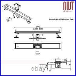 1500mm Linear Shower Drain Stainless Steel Wetroom Channel Tile Inlay (Design 9)