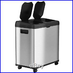 16 Gallon Dual Stainless Steel Touchless Sensor Automatic Recycle Trash Can