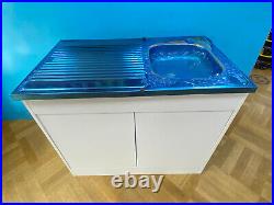 1.0 Bowl Reversible Stainless Steel Kitchen Sink with Base Unit 1000x600mm