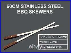 1-100X BBQ Skewers Stainless Steel Flat Metal Camping Grill Needle Kebab Sticks