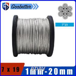 1-20mm 304 Stainless Steel Wire Rope Marine Grade Metal Cable 7 x 19 Clothesline