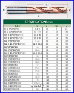 Ø1.5mm-16mm Tungsten Solid Carbide Twist Drill Bit for Metal Stainless Steel 5D