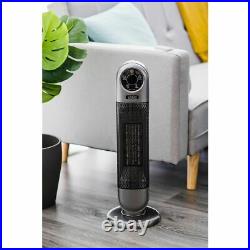 2000W Electric 90° Oscillating Ceramic PTC Tower Fan Heater Digital Timer Remote