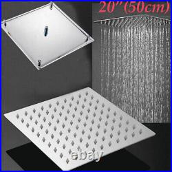 20 inch LED Square Rainfall Shower Head Ultra Thin 304 Stainless Steel Nickel UK