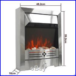 2KW Electric Fireplace Suite Insert MDF Suround LED Burning Fire Pebble Flame