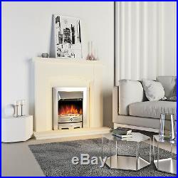 2KW Electric Fireplace Suite Insert MDF Suround Mantel LED Burning Fire Flame