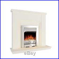2KW Electric Fireplace Suite with Surround LED Burning Pebble Fire Flame 7000BTU