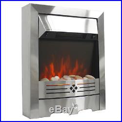 2KW Electric Fireplace Suite with Surround LED Burning Pebble Fire Flame 7000BTU