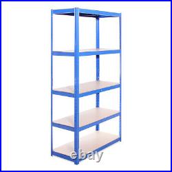2 x Blue Metal 5 Tier Garage Shelves Shelving Unit Racking Storage 180x90x40cm