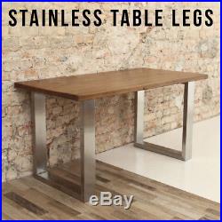 2 x STAINLESS STEEL Metal Table Legs Box Chunky / Industrial / Dining / Wooden