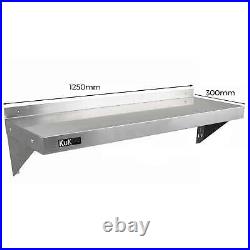 2x Stainless Steel Shelves 1250mm Kitchen Wall Shelf Metal Unit Commercial
