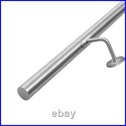 304Grade Brushed Stainless Steel Stair Handrail Satin Metal Bannister Round Rail