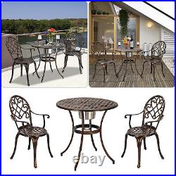3PCS Bistro Set Outdoor Garden Patio Table Chairs Art Furniture Cast Aluminium