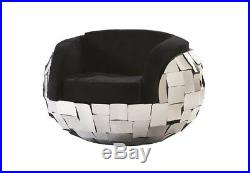 40 W Lounge Chair Square Cut Stainless Steel Mirror Polish Modern 4892