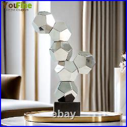 41cm Abstract Metal Sculpture Stainless Steel Geometric Statue Home Hotel Decor