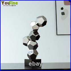 41cm Abstract Metal Sculpture Stainless Steel Geometric Statue Home Hotel Decor