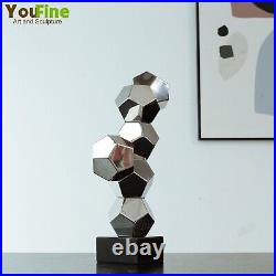 41cm Abstract Metal Sculpture Stainless Steel Geometric Statue Home Hotel Decor