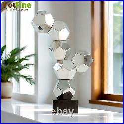 41cm Abstract Metal Sculpture Stainless Steel Geometric Statue Home Hotel Decor