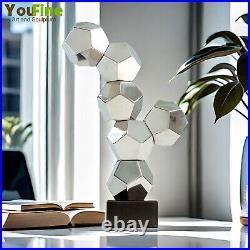 41cm Abstract Metal Sculpture Stainless Steel Geometric Statue Home Hotel Decor