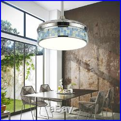 42'' Modern Ceiling Fan Light LED Dimmable Remote Control Retractable Blade Lamp