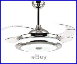 42 Modern Retractable Dimmable Light Remote Control LED Ceiling Fan Lamp