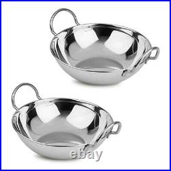 5 X 15cm Balti Karahi Metal Curry Serving Deep Dishes Stainless Steel Indian New