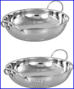 5 X 17cm Stainless Steel Indian Balti Karahi Metal Curry Serving Table Dishes