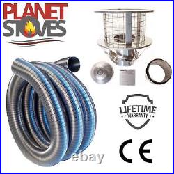 6 150mm HETAS Approved Flexible Flue Liner Installation Kit and Hanging Cowl