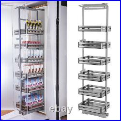 6 Tier Larder Kitchen Food Pantry Pull Out Cupboard 1850-2200mm Adjustabl Height