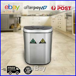 70L Stainless Steel Motion Sensor Bin Rubbish Trash Can Automatic (Dual)
