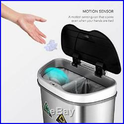70L Stainless Steel Motion Sensor Bin Rubbish Trash Can Automatic (Dual)