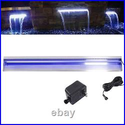 90 cm Stainless Steel Waterfall Cascade Pond Water Blade Feature Blue LED Light