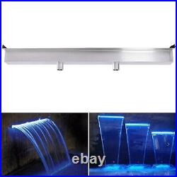 90 cm Stainless Steel Waterfall Cascade Pond Water Blade Feature Blue LED Light