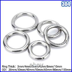 A2 Stainless Steel Metal O Ring Welded Round Wire Dia 3/4/5/6/8/10mm OD 20-100mm