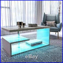 Alaska Modern White High Gloss Coffee/Side Table Living Room with RGB LED Light