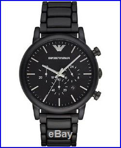 Armani Mens Chronograph Watch Ar1895 Black Dial Metal Strap, Coa, Rrp £299.00