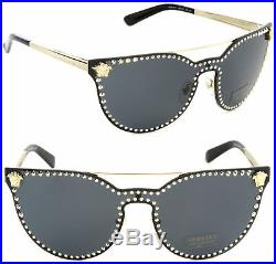Authentic Versace VE2177 1252/87 Cat Eye Sunglasses Pale Gold / Grey Lens