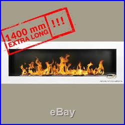 BIO ETHANOL FIREPLACE Excellence WHITE GLOSS XXL 140x40 Wide flame effect