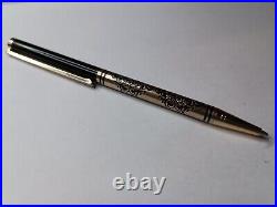 Ballpoint Pen STAINLESS STEEL Decorated With Black Patterns Dry Blue Ink