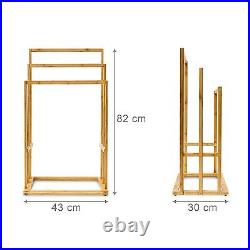Bamboo Wood Wooden 3 Tier Towel Holder Rail Floor Free Standing Home Bathroom