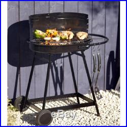 Barren Portable Charcoal Trolley Barbecue BBQ Outdoor Grill with Wheels BLACK