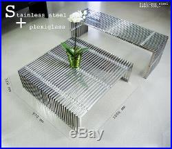 Bauhaus stainless steel coffee table living room with acrylic distance pieces