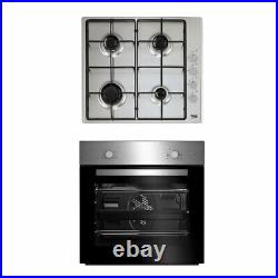 Beko Single Multifunction Oven and Gas Hob Set Black Stainless Steel QSE223SX