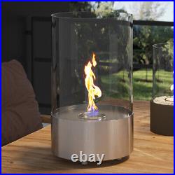 Bio Ethanol Table Top Fireplace Round Indoor Outdoor Heater Glass Top Burner